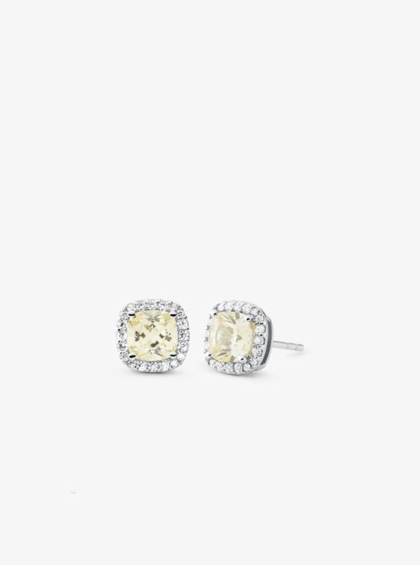 Damske Nausnice Michael Kors Sterling Silver Pavé Halo Stud Strieborne - Šperky Michael Kors Nejlevnejsi | BSUXT-7230